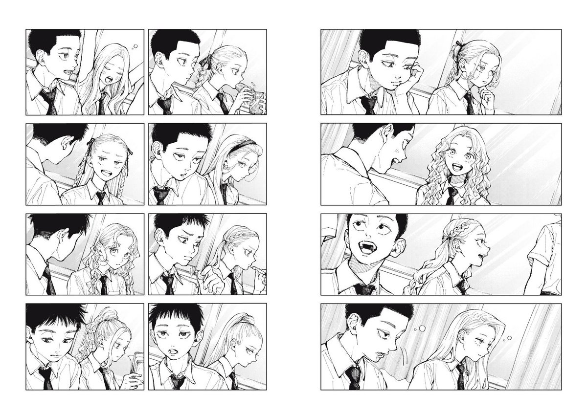 scratchthatout's tweet photo. stumbled across this new serialisation about a baseball club kid who, after retiring from the club, is immediately dumped by his girlfriend and forms a bond with the girl who sits next to him and does her hair in a wide variety of styles. look how adorable this is????? https://t.co/sVafPeb3sN