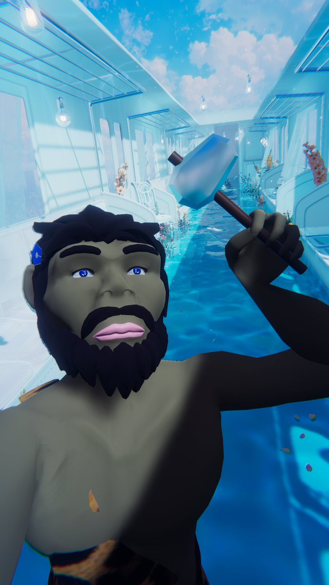 kcal13831's tweet photo. VRChatにアップロードしてみた。
石器とヘアピンもオンオフできるようにしてみた。
ウェイトの調整と表情があればよい感じになるかな？
#b3d #blender #3DCG #VRChat https://t.co/lpPeibveW1