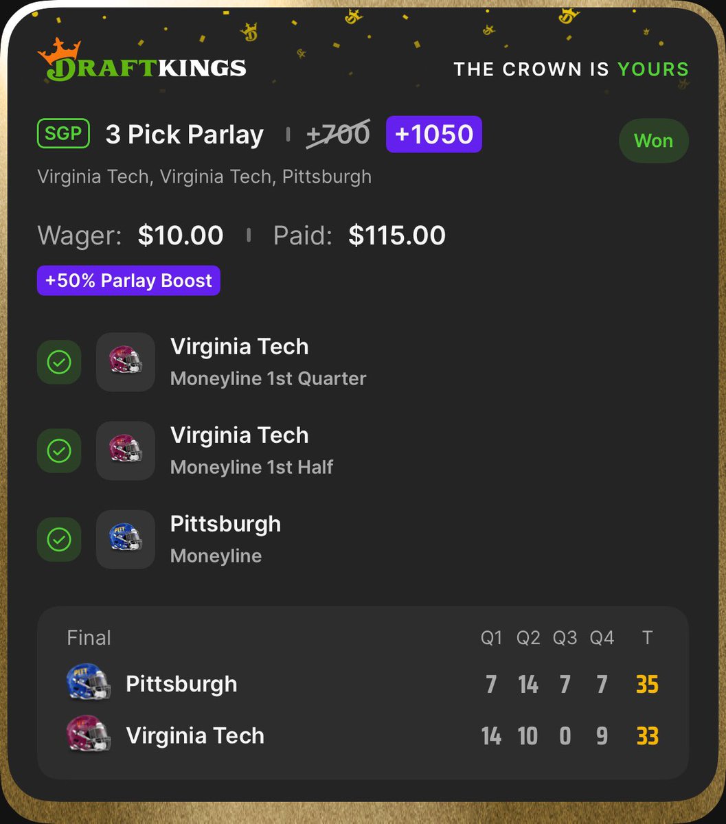 nick_hacko's tweet photo. Football back, fun weekend ⚡️⚡️
(+700) ✅ 
(+1050) ✅ 
(+3126) 💎
(+3796) 💎
+18.5U
All posted in @BlueprintLLC_ for free tap in 🫡 https://t.co/RJNTfrnmwu