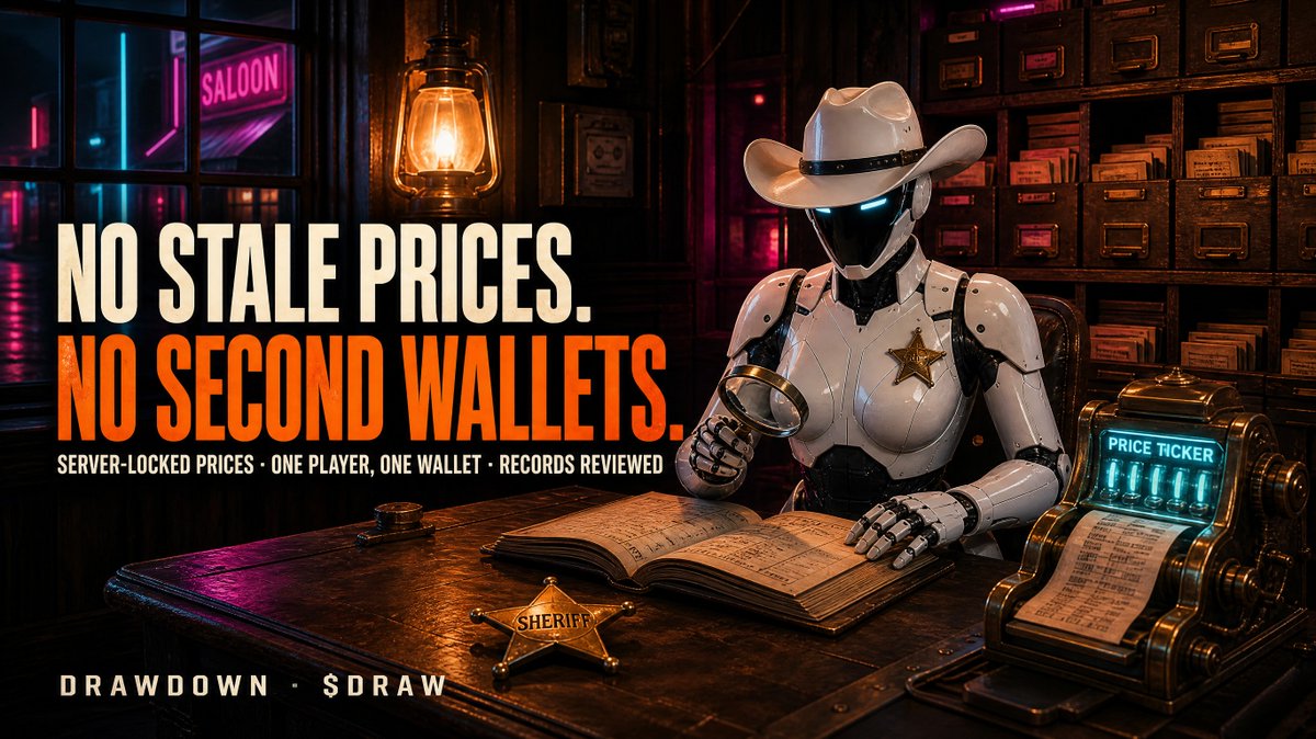 playdrawdown's tweet photo. How the Bounty Board stays fair:

• Entry and bell prices are the first fresh prices after each event, locked by the server
• One player, one wallet. Shared connections get paid once
• 60 ranked duels a day, max
• Unusual records get reviewed before any ETH moves https://t.co/36HKHUJhZn