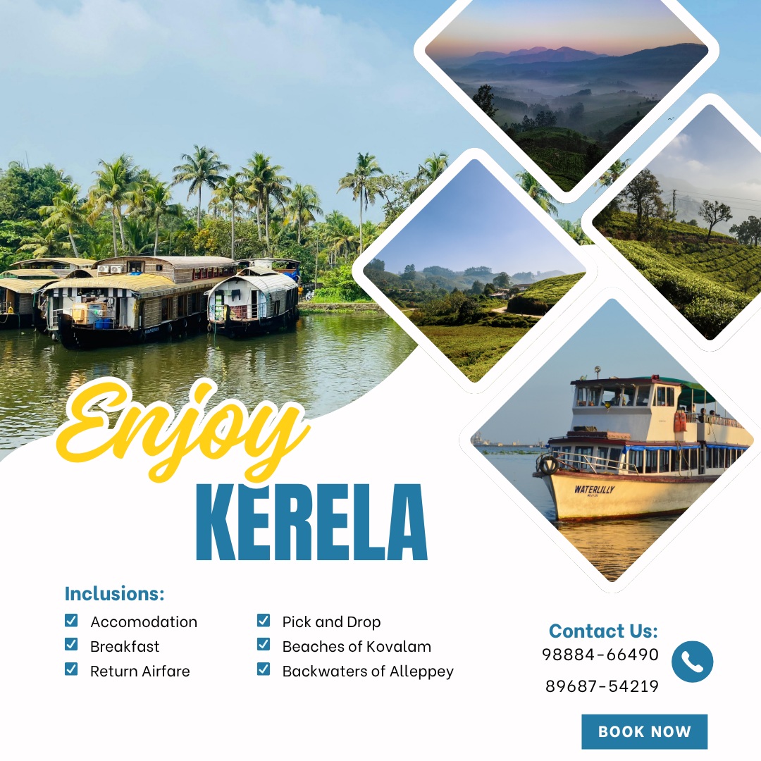 kloshlayer's tweet photo. Kerala Calling! Escape to God’s Own Country for lush landscapes, serene backwaters, beautiful beaches and misty hills. Munnar, Thekkady, Alleppey and Kovalam await. DM us to book your Kerala getaway. https://t.co/NOGbCOxQU5