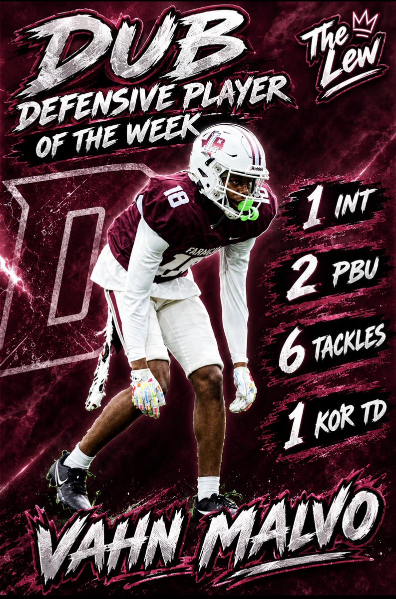 jmc_fam's tweet photo. Shoutout to @LHSFball @VahnM6 for being #TheDub defensive player of the week 🫡💯 @CoachBMathis @TotrTrack @Triple_Doughboy #txhsfb #TheLew https://t.co/m9vojreGIK