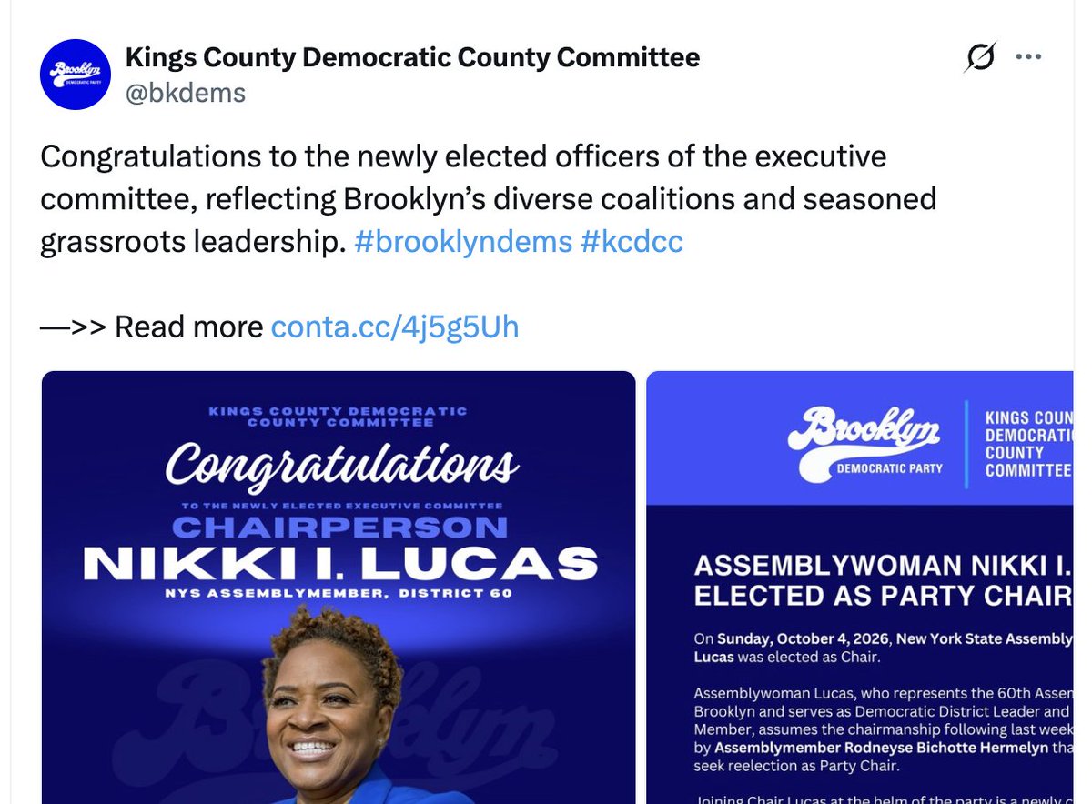 newkingsdems's tweet photo. Yesterday, former Party Chair Rodneyse Bichotte Hermelyn, violating a court order, called a meeting to hold a vote for party chair. Now she claims Nikki Lucas was elected chair, with votes from only 13 of the 42 District Leaders. This is illegal and undemocratic. https://t.co/WQoSb0lsmR