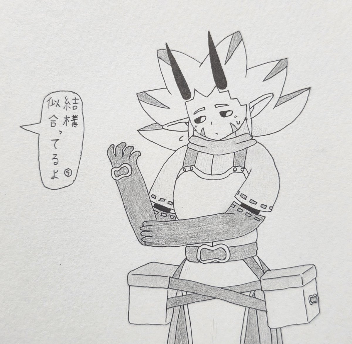 96p_oreca's tweet photo. #一番目にリプきたキャラに二番目にリプきたキャラの服を着せる
➀マクスに
➁ラプラの服を着せる

やっと完成！！
リプありがとうございました！

「オレっちがラプラの服着るなんて…」 https://t.co/jr4sXP4VMu