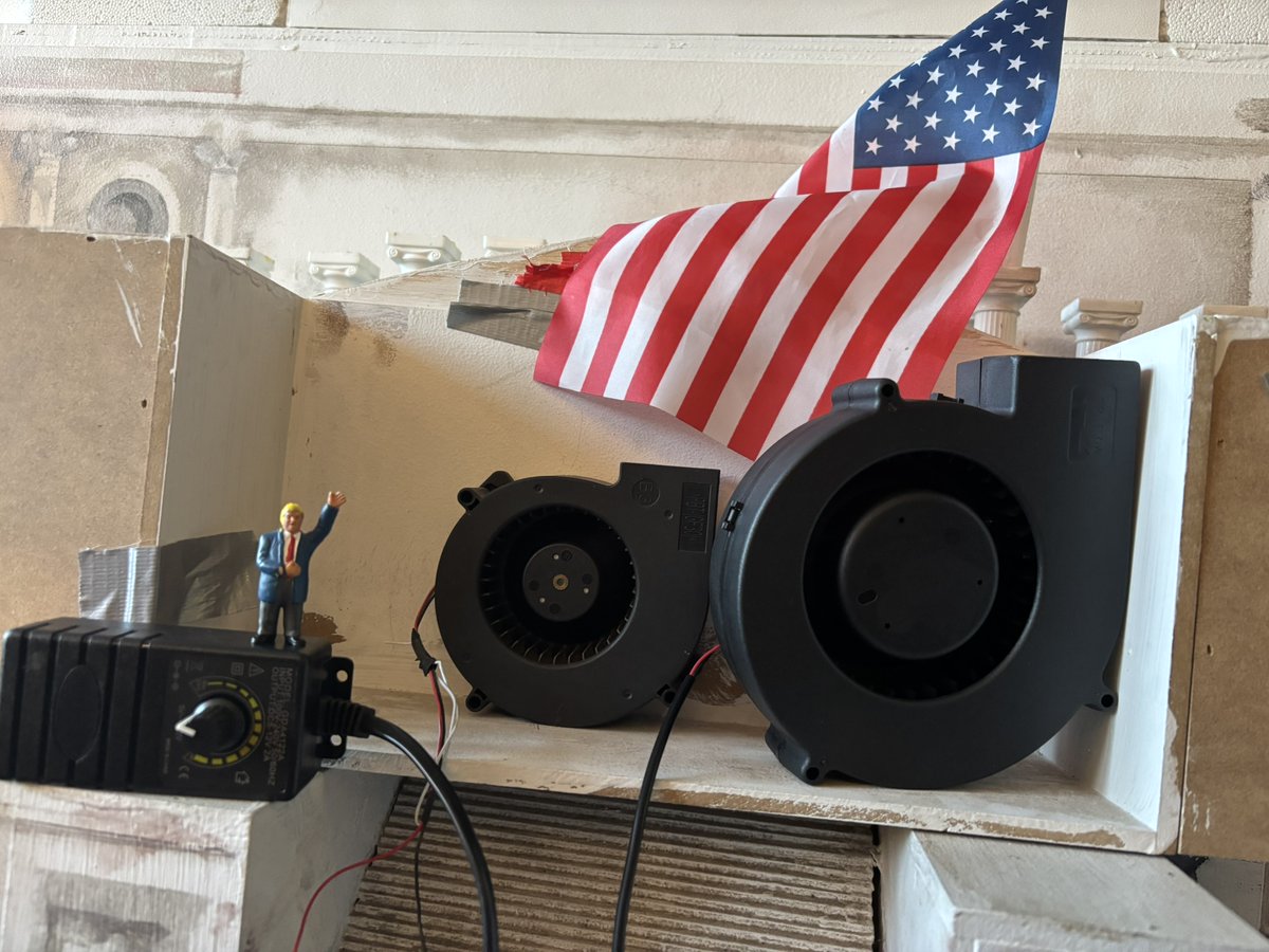 LiveONE_TV's tweet photo. Look at the size of the new blower for the U.S. flag inside Capitol Mouse House and the variable-output switched-mode power supply. https://t.co/r5dQDPgCQs