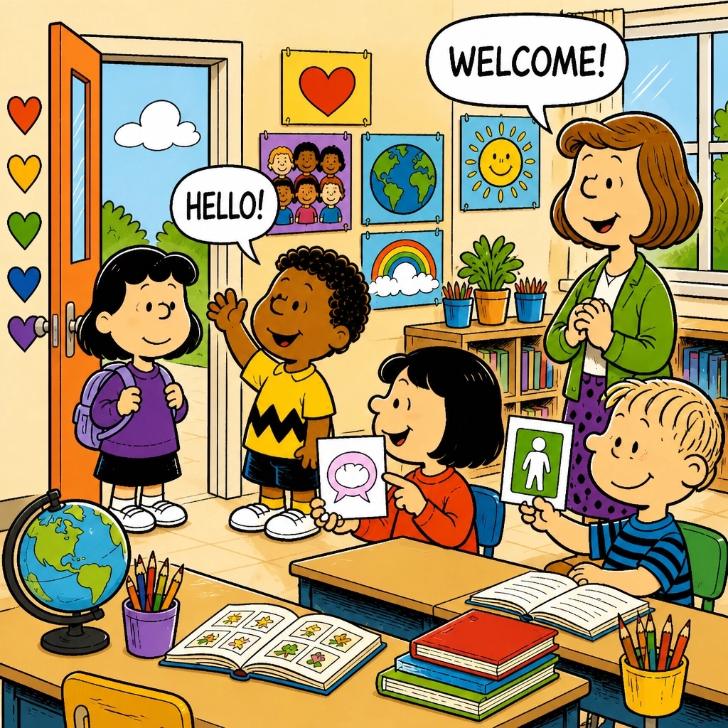 DannyBrassell's tweet photo. Belonging comes before perfect English. A welcoming greeting, visual cue, and low-risk chance to speak can change a learner’s day. Book Danny to energize your educators: https://t.co/JP4rfxVPLi
#ELL #ESL #Teaching #Education https://t.co/3Q0jVi4XIW