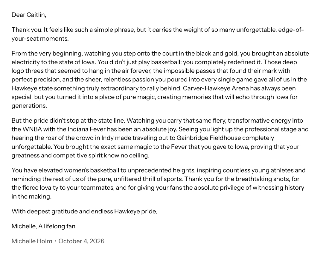 OurHawkeyeState's tweet photo. The comments might be more powerful than the article. 💛

Caitlin Clark fans worldwide are leaving their own messages for Caitlin — and the outpouring is incredible.

Read the article. Then scroll to the comments. 👇
https://t.co/ZgkBcIPXDm

And leave Caitlin a message of your own.