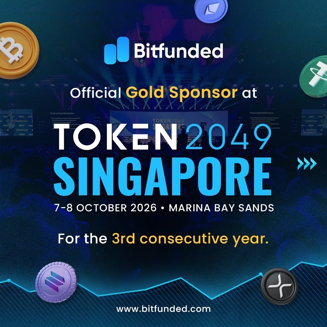 bitfunded's tweet photo. 🚨 TOKEN2049 GIVEAWAY 🚨

We’ll be back at TOKEN2049 Singapore as an Official Gold Sponsor for the 3rd consecutive year. 

To celebrate, we’re giving away: 

🎁 6 WINNERS × $10K Express Challenge

HOW TO ENTER:
1️⃣ Follow @Bitfunded
2️⃣ Tag 2 friends
3️⃣ Repost 🔄 https://t.co/toimx1zfWt