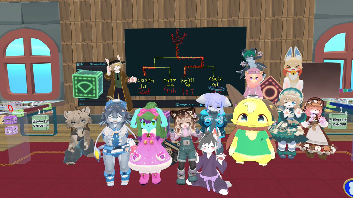 hiro_poke_sub1's tweet photo. 10/4のVRCは #はこだまボドゲ トーナメント #08 VDCP2026練習杯 決勝トーナメント！
準決勝のくろむさん、決勝の全勝バニリスフロウさんを打倒し優勝！やったぁ～～！！
山札枚数管理と相手の手札ケア、回復のための手札温存……両者とも高レベル過ぎて1手間違えたら敗北必至の脳みそ超回転戦でした！ https://t.co/QfX3LH3zGY