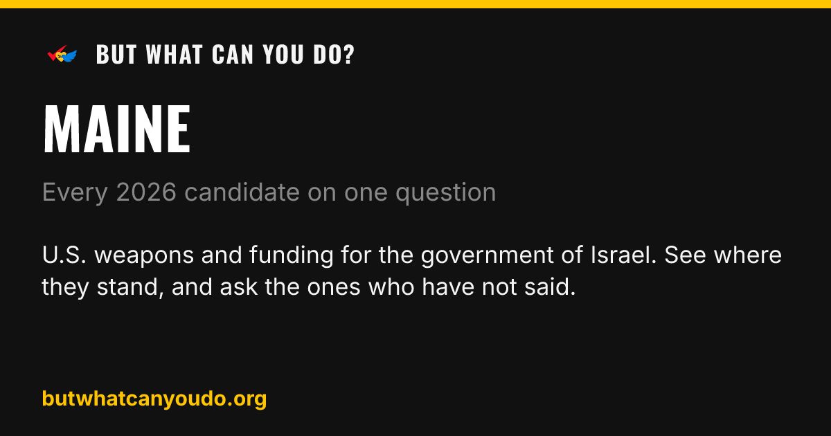 bwcyd_org's tweet photo. #Maine: early in-person voting is open now (it began Sunday, Oct 4). Places and hours vary locally; check your local election office. Before you vote, see where your candidates stand on U.S. weapons funding for the government of Israel. Links in the reply. #ArmsEmbargo https://t.co/Rk4NzxUw6d