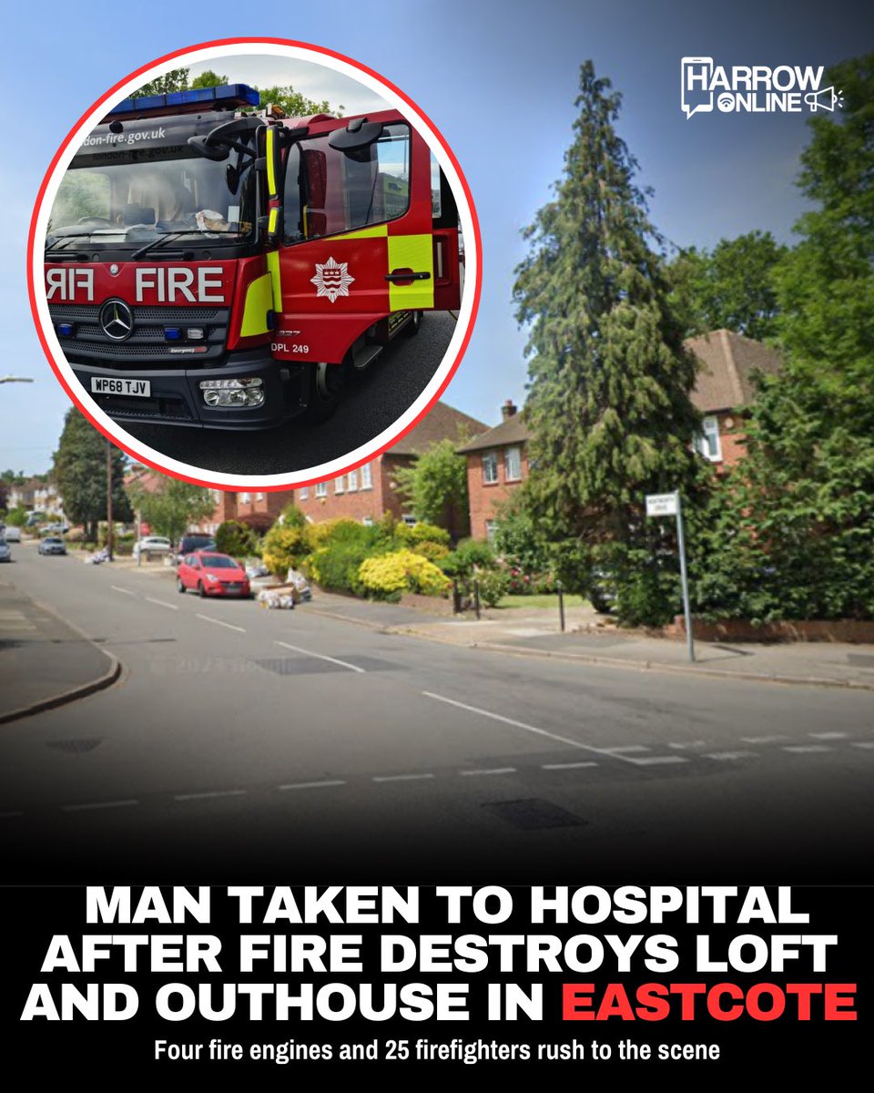 harrowonline's tweet photo. A man was taken to hospital after a fire broke out at a house in Eastcote on Friday afternoon (2 October). Link in bio. #Harrow #Hillingdon #News #HarrowOnline https://t.co/Rg9K5FwJ10