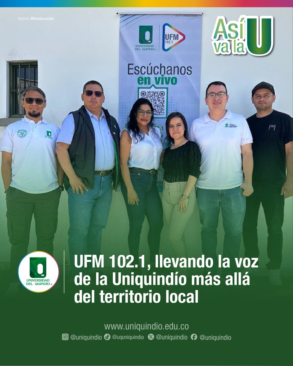 Uniquindio's tweet photo. Una radio que conecta universidad y territorio 📻
Durante 26 años, #UFM 102.1, la emisora de nuestra #AlmaMater, ha acompañado la vida universitaria y ha llevado al aire diferentes voces, historias, ritmos y saberes de nuestra región.
Conoce más 👉 https://t.co/KsqFuMUvqc https://t.co/mSzwhd8ZLh