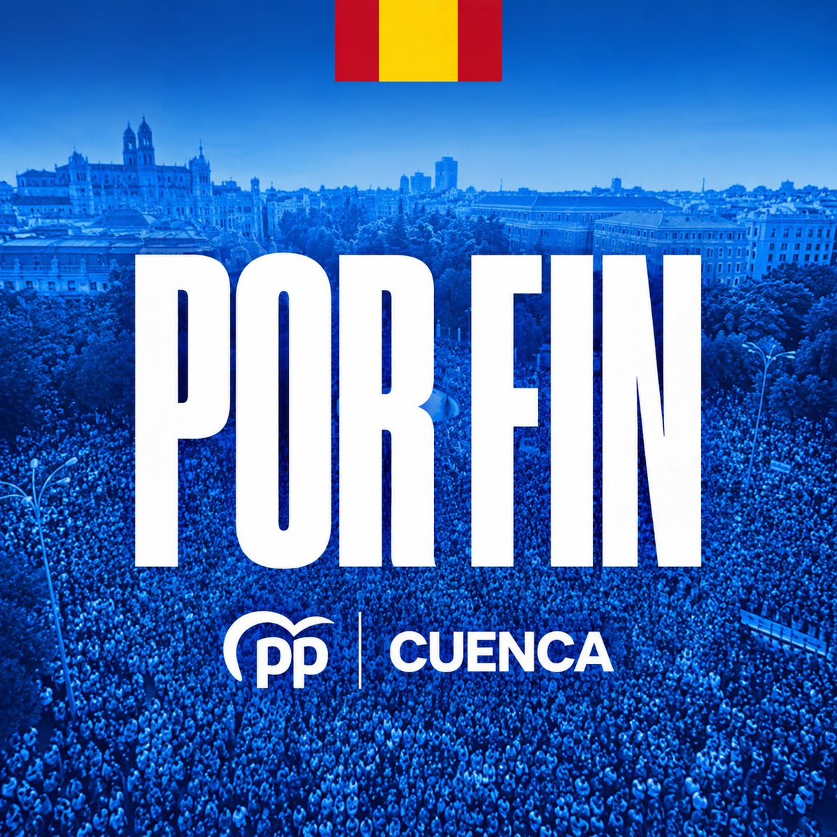 PP_Cuenca's tweet photo. POR FIN, LOS ESPAÑOLES PODREMOS ELEGIR

El 29 de noviembre tenemos una cita con las urnas. Una oportunidad para decidir el futuro de España y abrir una nueva etapa de cambio, con Alberto Núñez Feijóo y el Partido Popular como alternativa de gobierno. https://t.co/ZkHK7ol73M