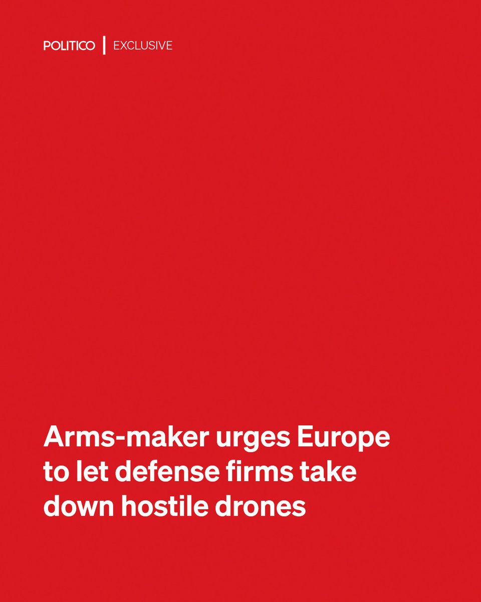 POLITICOEurope's tweet photo. EXCLUSIVE: EU governments should change laws to allow defense companies to take down suspicious drones overflying their plants, a senior executive at Franco-German arms-maker KNDS told us.

🔗 https://t.co/pQvE7XWm93 https://t.co/q5oPHaFmBJ