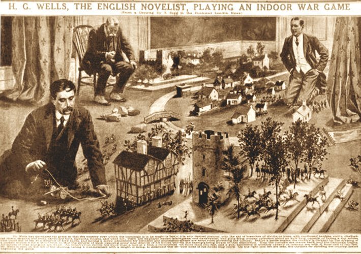 PulpLibrarian's tweet photo. "H.G. Wells, the English novelist, playing an indoor war game." The Illustrated London News, 1913. https://t.co/o7UcrlqXLY