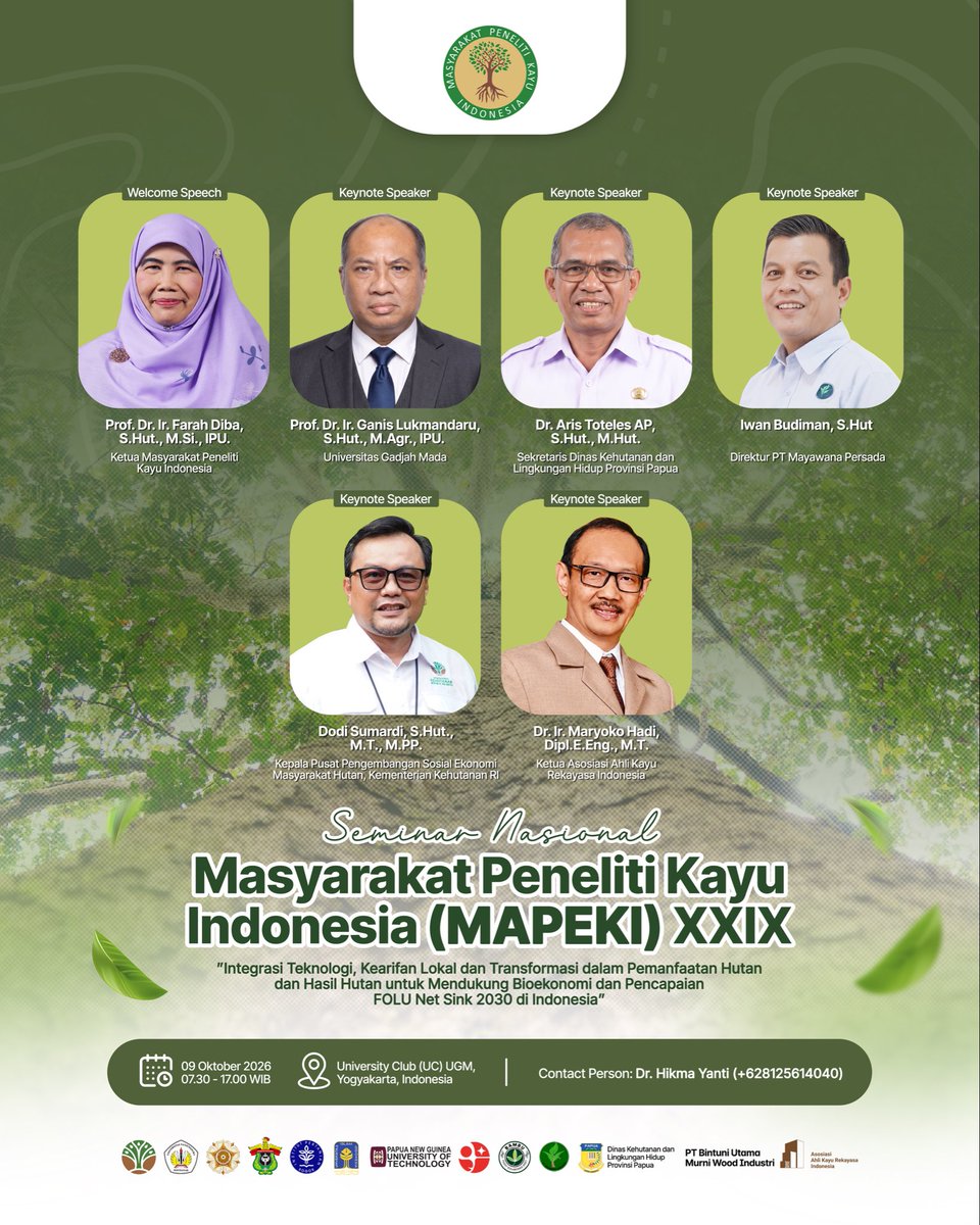 fahutanuntanptk's tweet photo. “MAPEKI XXIX & The 18th International Symposium IWoRS 2026”
#fahutanuntan #fahutanunggul #fakultaskehutananuntan #untan #mapeki https://t.co/D3LKOLkO6m
