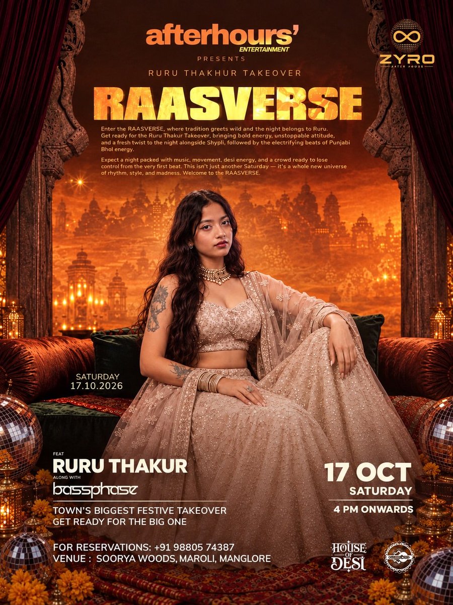 WishsenseS1ca9's tweet photo. Ruru Upcoming Events
1. Ruru Thakur – Raasverse Takeover
Date: Saturday, 17 October 2026
Time: 4:00 PM onwards
Event: Raasverse Season 1
Featuring: Ruru Thakur
Theme: Ruru Thakur Takeover / Raasverse
#ruruthakur #rurumies #biggboss20 #riseandfall2 https://t.co/SiXjUXEtU0