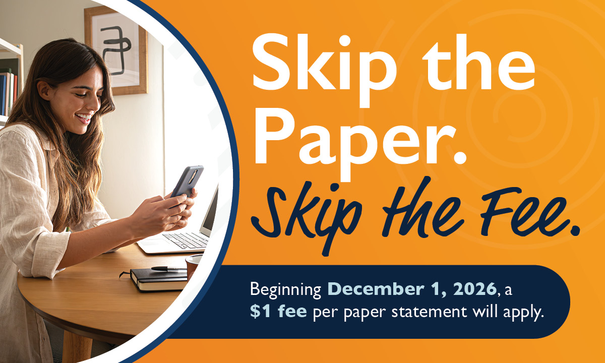 FFFCUofMD's tweet photo. Say goodbye to paper statements and hello to convenience! 📱✨

Enroll in FREE eStatements and enjoy secure, anytime access to your account statements. Starting December 1, 2026, a $1 fee per paper statement will apply. Log into Online Banking to enroll today. https://t.co/MbFlQVzDex