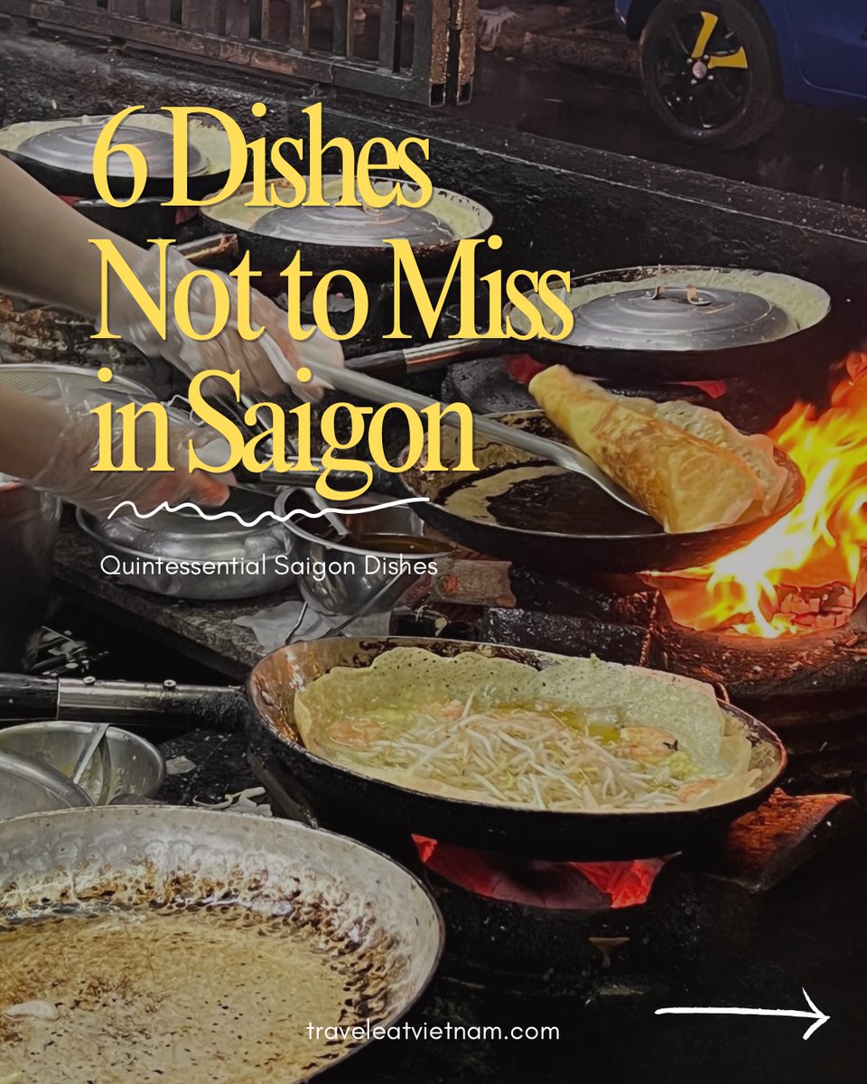 Miranda648's tweet photo. Don’t leave Saigon without trying these 6 dishes: bun thit nuong, com tam, banh xeo, banh mi Saigon, hu tieu Nam Vang, and Southern-style pho bo. Each offers a distinct taste of the city’s food culture. https://t.co/QdoiFs6dzv