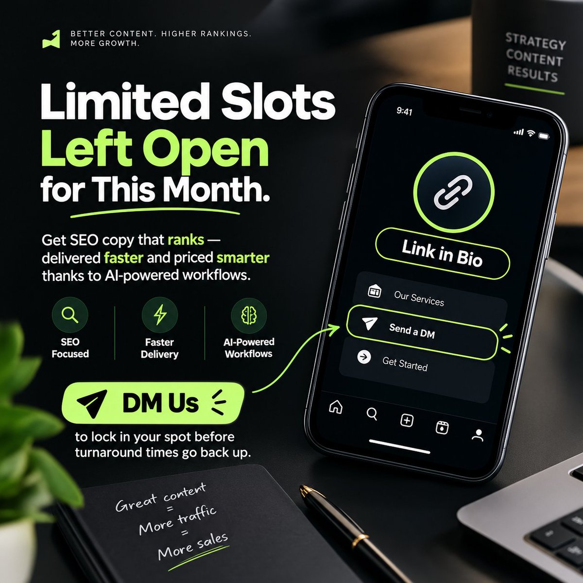 Briight_himself's tweet photo. Limited slots left open for this month.
Get SEO copy that ranks — delivered faster and priced smarter thanks to AI-powered workflows.
DM us to lock in your spot before turnaround times go back up.
#seocopywriting https://t.co/AtICTGmRvC