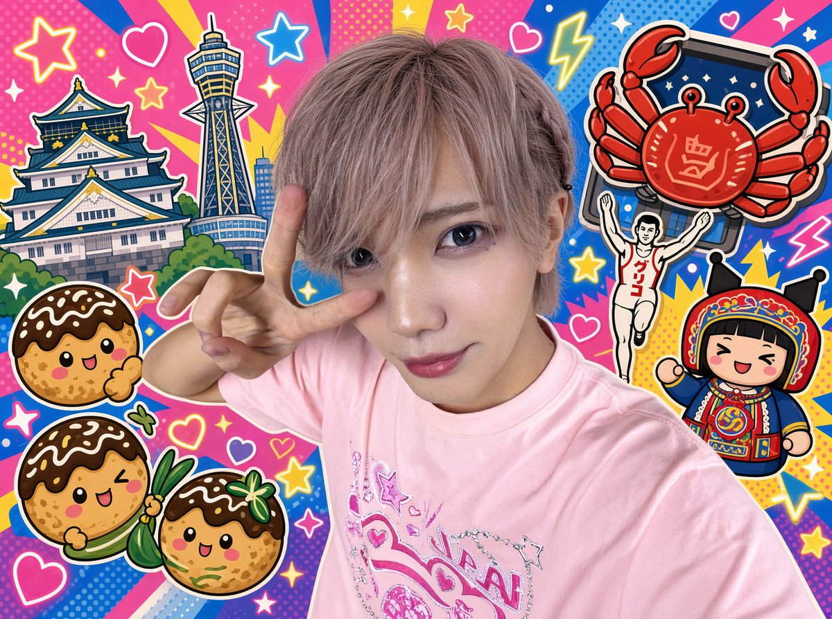 newtrend_kosei's tweet photo. 『8 STORIES – WE ARE ∞ –TOUR』
🐙大阪公演📍OSAKA MUSE
ありがとうございました😆

Grokに大阪っぽいもの寄せ集め写真作ってもらった📷✨

今までの3公演を塗り替える新たな公演に出来たでしょうか🥳

リリースイベント中に来た大阪がとても楽しかった！し！アイドル🎤🌟人生初めての遠征だったのでとても思い出が深くてだからこそ8人でツアーで箱ライブ出来たのがとても嬉しかった🥹

次回はついに東京FINAL...
皆様が来て下さるのを心待ちにしております‼️