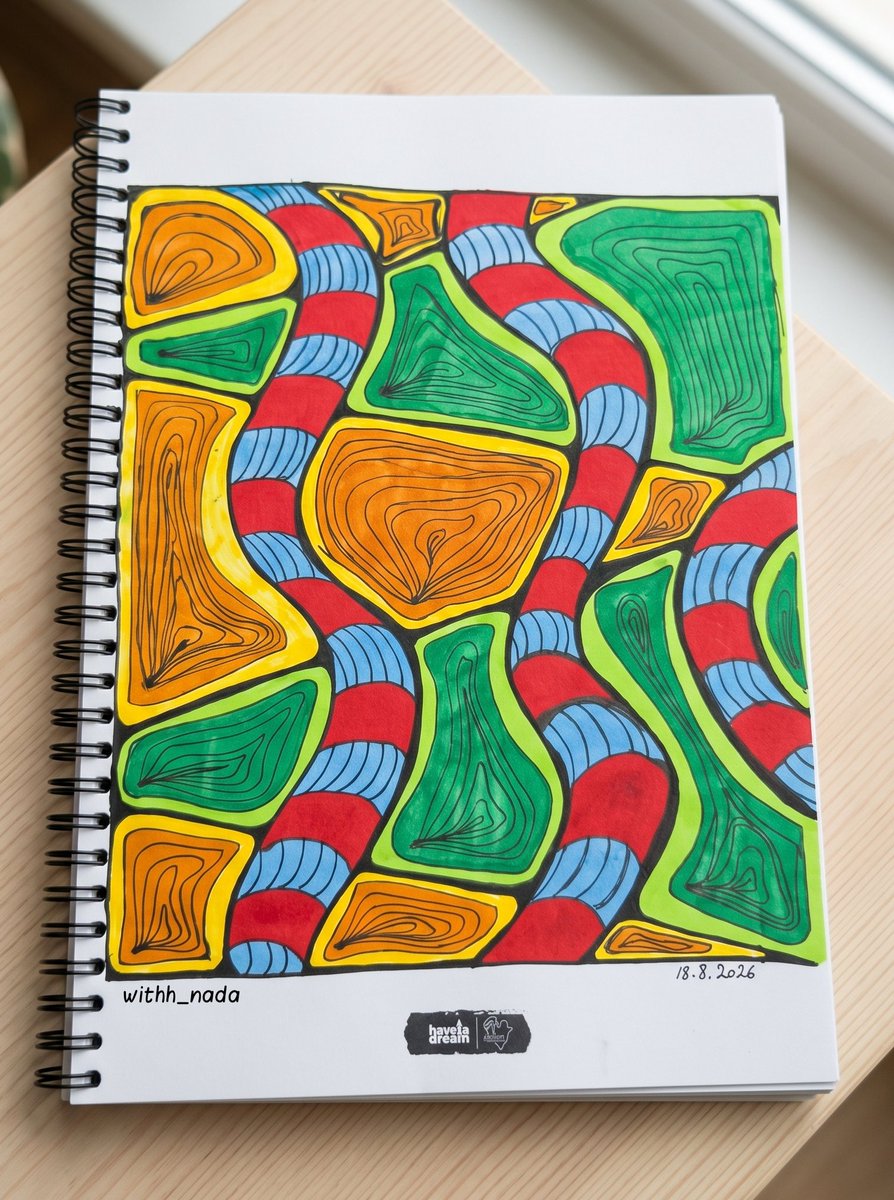 withh_nada's tweet photo. I really just put colors together and hoped for the best 🌈📷Art With Nada • 03 📷 🎨
I really like how this one turned out.
Shapes, patterns & a little chaos 🎨
#ArtWithNada #AbstractDrawing #PatternArt #MarkerArt #ArtOnX https://t.co/Zp3znCMVbF