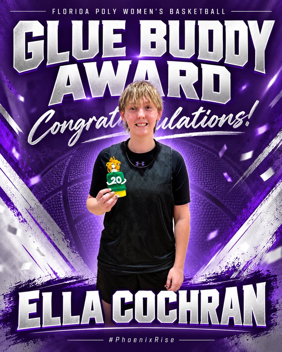 flpolywbb's tweet photo. Congratulations, Ella Cochran, on earning the Glue Buddy Award! 💜🏀 #PhoenixRise https://t.co/1jwfclrXNz