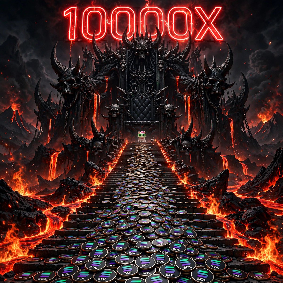 progress_010's tweet photo. @IsmaheelOnChain @Hell_Kitty_off MY ENTRY @HELL_Kitty_off
THE PATH TO 10000X IS PAVED 

Thousands of Solana coins.
One massive throne.
One tiny cat ruling it all.

Climb or get burned 
$Hellkitty- 10000X inevitable https://t.co/mOmd9vrUFq