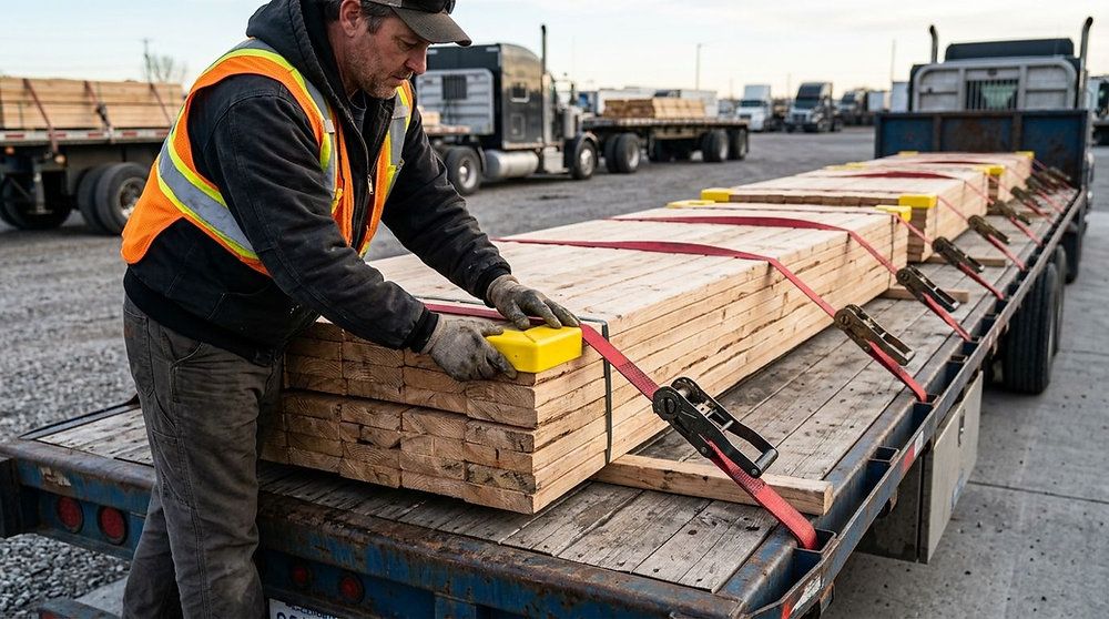 OpenDeckLoads's tweet photo. Secure loads like a pro: place straps over sturdy anchor points, avoid sharp edges with protectors, tighten evenly, and recheck tension before hitting the road. Good strap placement stops shifting and damage. #FlatbedSafety #LoadSecure https://t.co/YRXNxxcRBv https://t.co/QpPDw0b4Mn