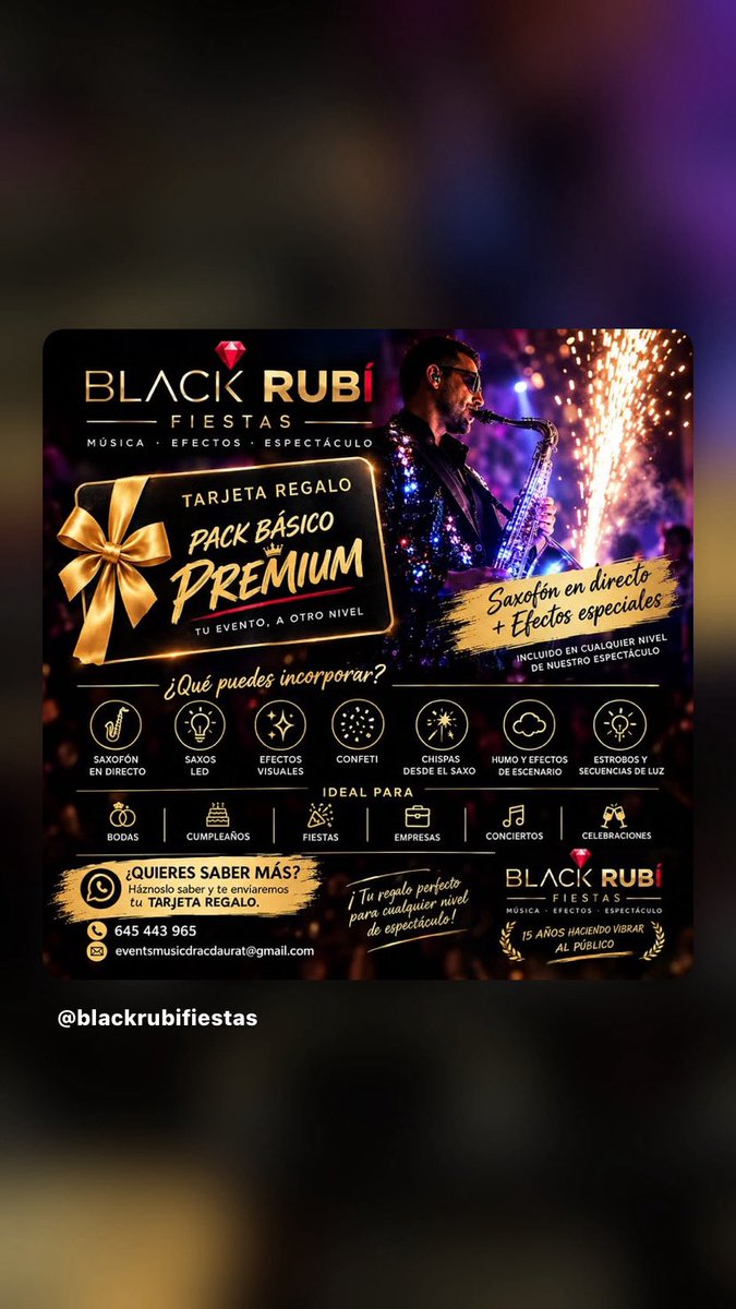 lojazzman's tweet photo. 🎷🎧 DJ + Saxo en directe = TENIM AQUEST MUNTATGE PREMIUM DELUX💎 Una nit per a recordar! 🥂✨ A Black Rubí combinem la millor sessió de DJ amb l'elegància i energia del saxòfon en viu, acompanyats d'un espectacle d'il·luminació i efectes especials d'un altre nivell. 📲645443965 https://t.co/SKNXQ4Gqz3