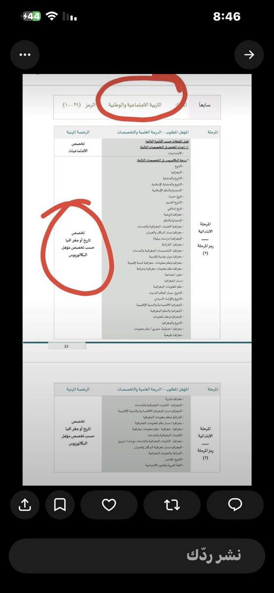 GeographyHanadi's tweet photo. نأمل من الدعم الفني معالجة الخلل عاجلًا، حيث إن المتقدمين بالمسمى «تاريخ وجغرافيا» لا يمكن قبول طلباتهم، رغم أن التاريخ والجغرافيا من صميم مواد التربية الاجتماعية.
نرجو تصحيح الخلل وإنصاف المتقدمين وإتاحة الفرصة لهم للتقديم
#الماجستير_المهني https://t.co/ihSCR4pHPx
