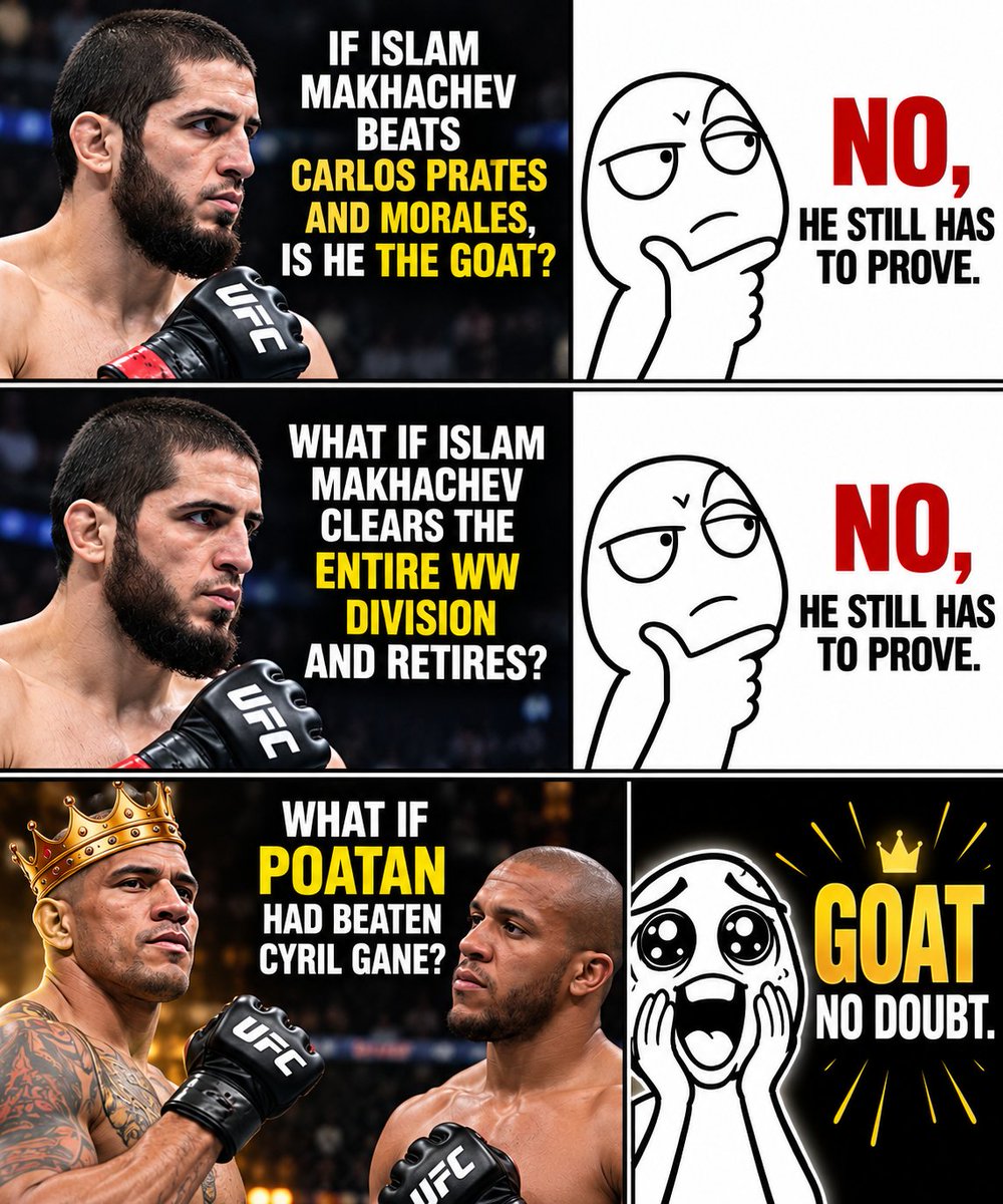 MMAFanWars's tweet photo. Apparently, the GOAT criteria depend on the fighter. 😂 https://t.co/2iRF3wDiMv