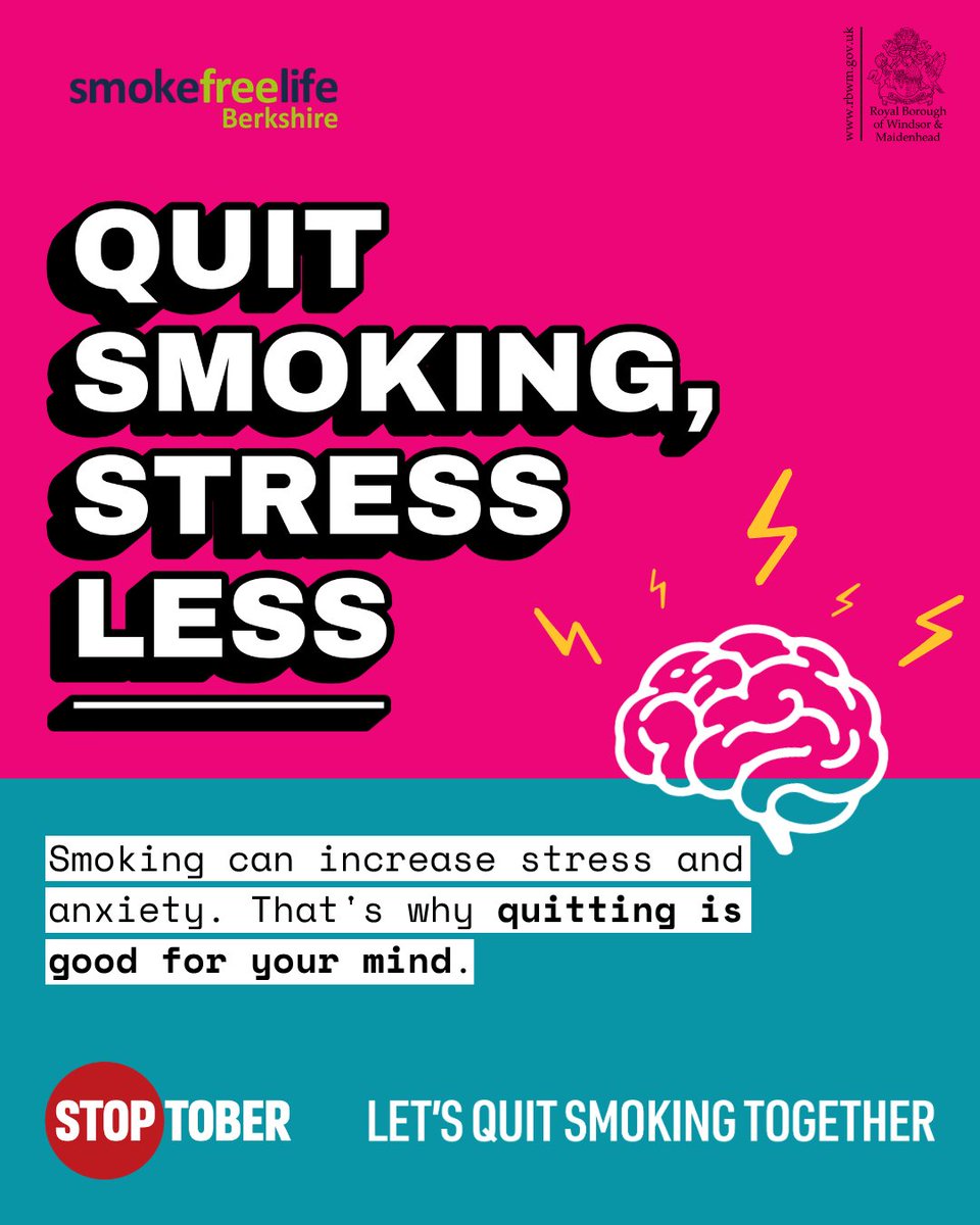 RBWM's tweet photo. Stress is one of the top reasons you reach for a cigarette yet smoking feeds that stress
💚Quitting will improve your mental wellbeing as well as your physical health
Get free personalised support
👉Self-refer here https://t.co/GpyCvGpPw6 https://t.co/dOs7fonBBZ