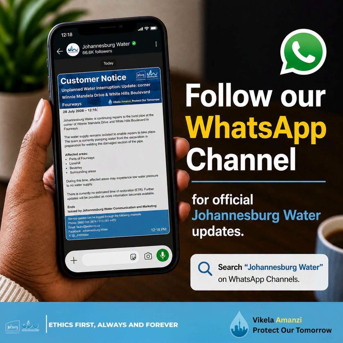 Official Johannesburg Water notice