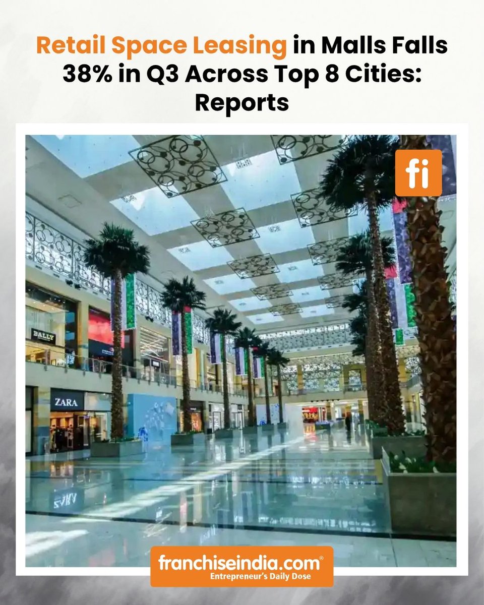FranchiseIndia's tweet photo. Data from real estate consultant @CushWake showed that gross leasing of retail space in high-street locations rose 33 per cent to 1.51 million sq ft in the third quarter of the 2026 calendar year.
Read more: https://t.co/Tx6LRw7SdD
#RetailLeasing #RetailRealEstate https://t.co/XvDEa7s8iv