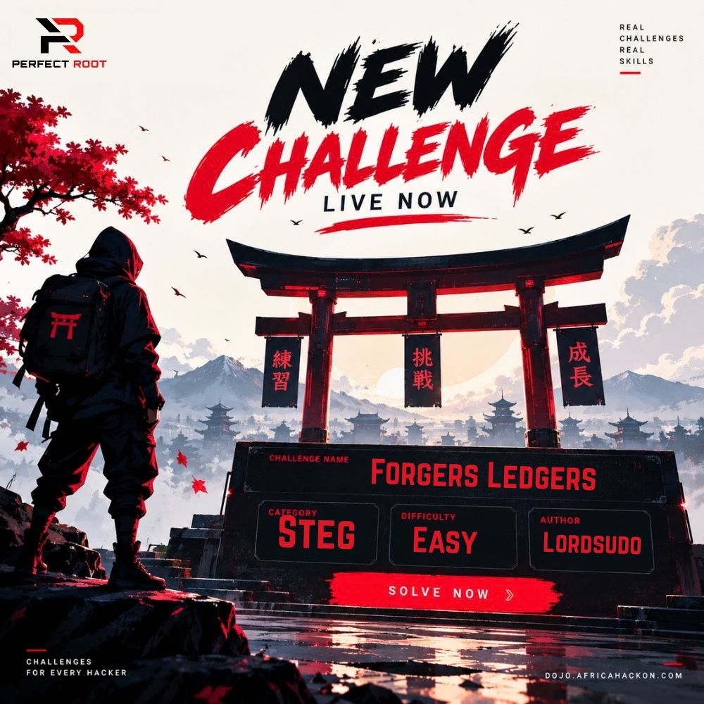 perfectrootdojo's tweet photo. New challenge: Forgers Ledgers. 🥷

Steg, Easy.

The numbers check out — until you look closer. Something's hidden in the records.

Solve now: https://t.co/PzX3pv3veM

#31NightsofR00t #DOJO #CTF #Steganography https://t.co/8OmSowxYyr