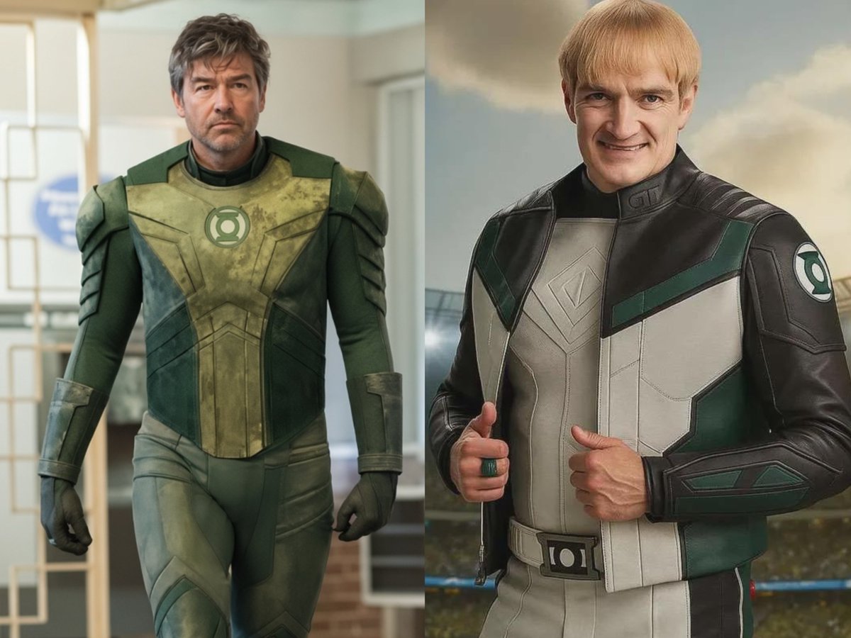 arkavx's tweet photo. Why do they both have completely different Green Lantern suits? https://t.co/sg6ZHexatV