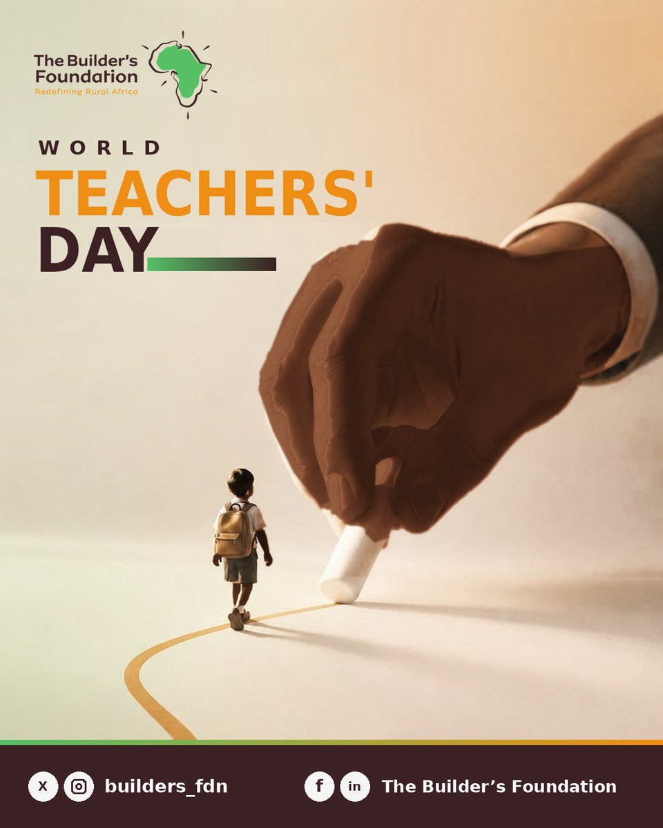 Builders_Fdn's tweet photo. To every teacher, mentor and volunteer who chooses to be there for the child nobody is watching, thank you. 

We are proud to walk alongside you.

#TheBuildersFoundation #TBF #WorldTeachersDay #TeachRural #RedefiningRuralAfrica #RuralEducation #DowntownRevolution https://t.co/JQCx8L13JQ