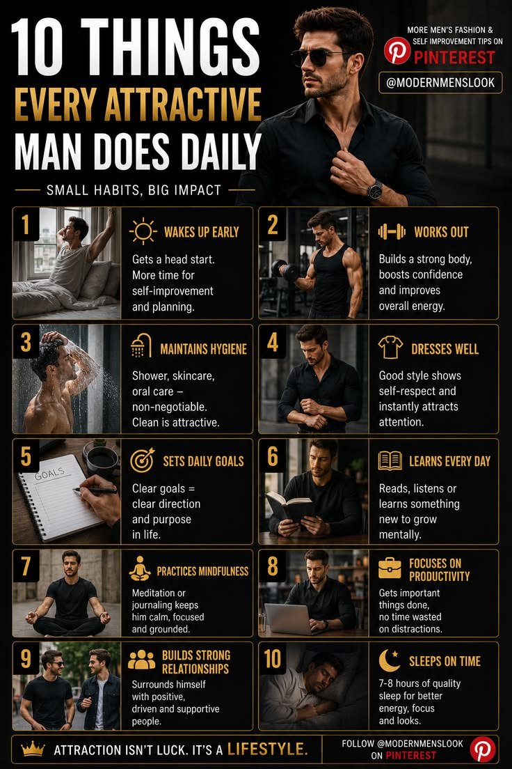 Elegantmanx's tweet photo. 10 THINGS EVERY ATTRACTIVE MAN DOES DAILY https://t.co/yRkPiha8Up