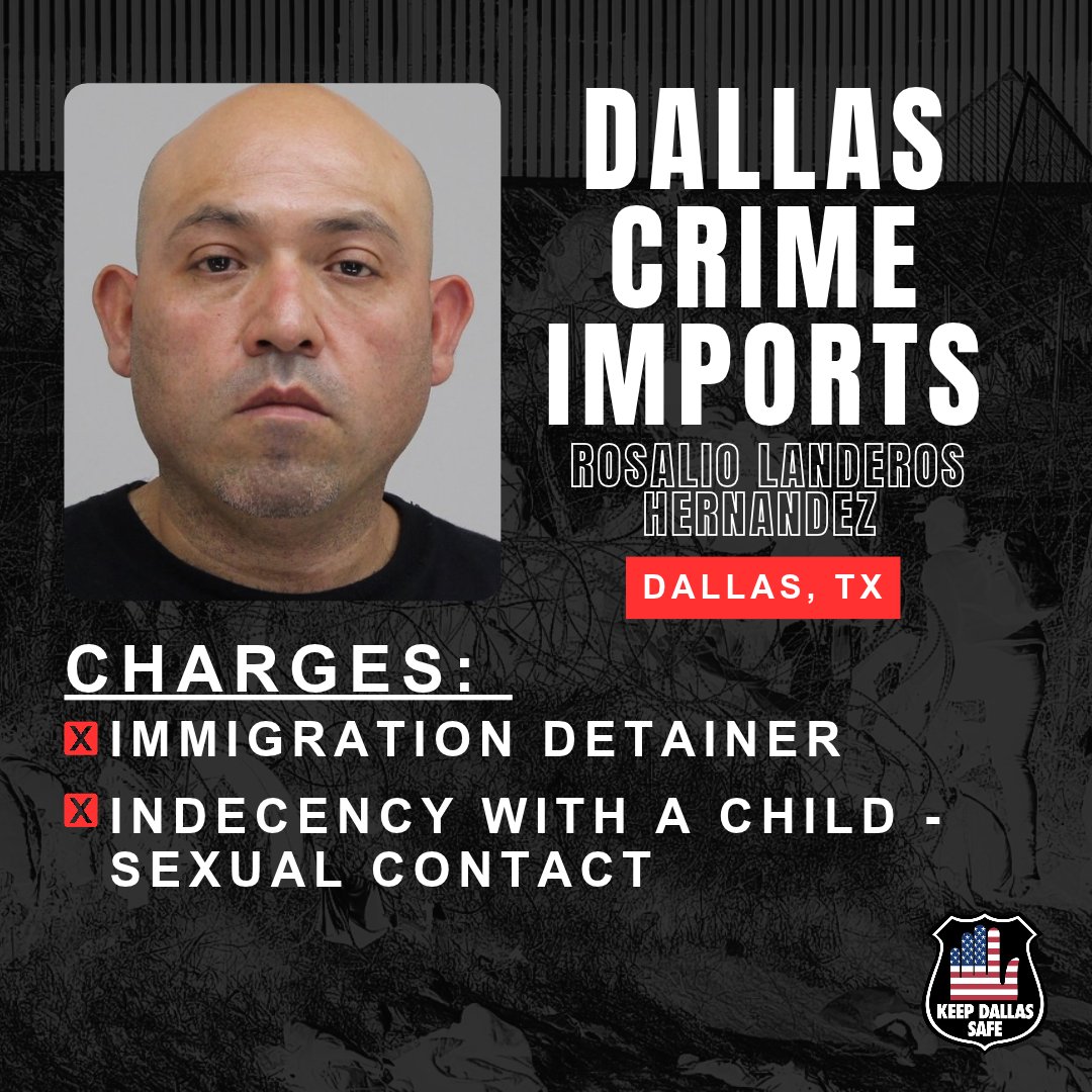 KeepDallasSafe's tweet photo. Back in July, illegal alien, Rosalio Landeros Hernandez was arrested for Indecency with a Child - Sexual Contact. 

He has an immigration detainer hold with a $100,000 bond. 

Should illegals be able to bond out of jail? https://t.co/mGiakrlOFz
