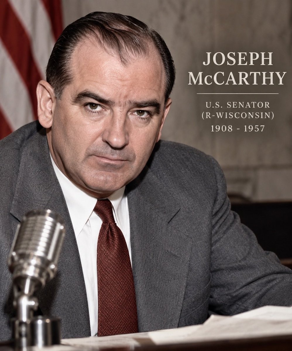 GuntherEagleman's tweet photo. Decades ago, Joseph McCarthy warned that communist influence was spreading through America’s schools, Hollywood, the media, and the Democratic Party.

They mocked him, ruined his name, and made him the villain.

Now look around and ask yourself one question… 

Was he really that far off?