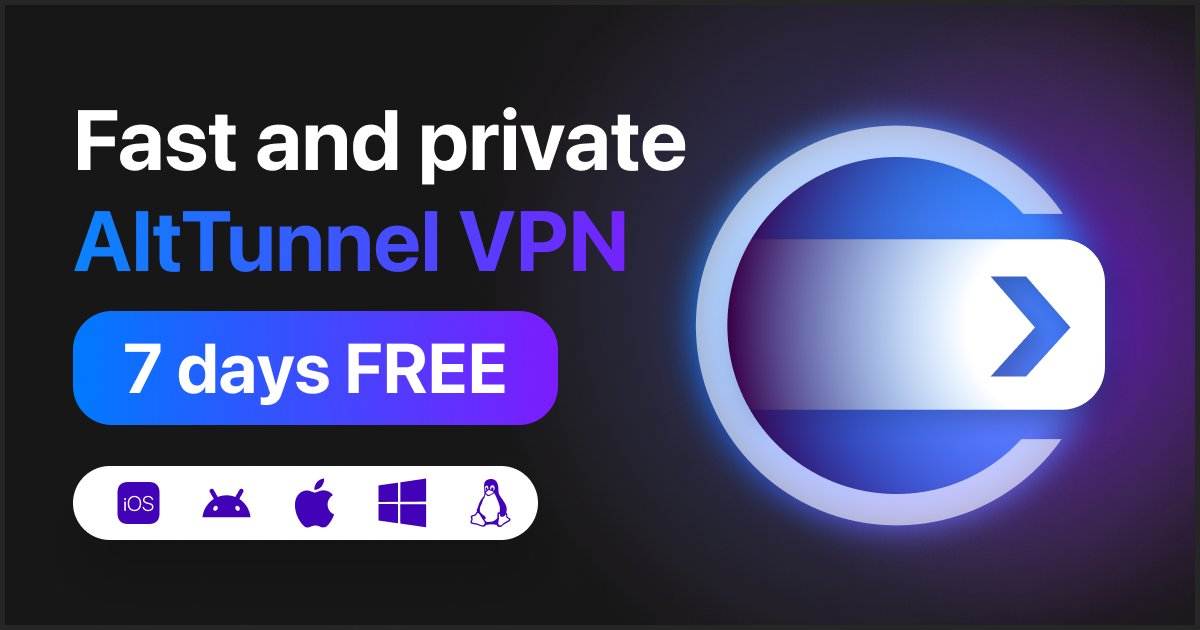 altmarket_app's tweet photo. 💥 https://t.co/6sj4uSLTdd ➡️ A VPN service focused on fast, stable, and secure internet access. It provides reliable connections with modern encryption protocols and optimized servers for smooth browsing, gaming, and everyday use.

Designed for consistent performance and privacy, AltTunnel delivers low-latency connections and a simple setup experience, making it easy to stay protected and unrestricted online — even in regions where access is limited or restricted. 🚀🔒

🌐 VPN access — works even where restrictions and blocks are in place
📍 3 locations available for a flexible and reliable connection

Hurry up and get it on https://t.co/6sj4uSLTdd — including a 7-day free trial for new users.