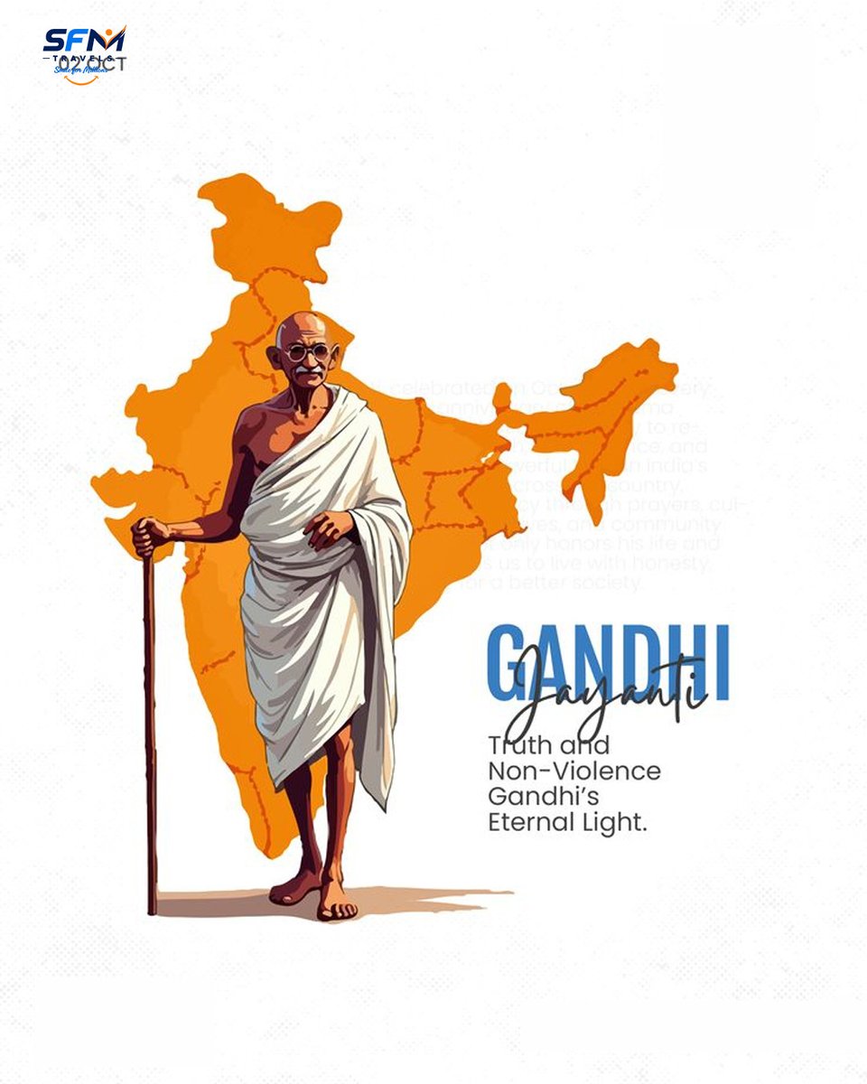 karlasantossil4's tweet photo. This Gandhi Jayanti, carry forward the values of truth, peace and non-violence in every journey. Let kindness, respect and peace guide the way. Happy Gandhi Jayanti! https://t.co/dZItakvdlW