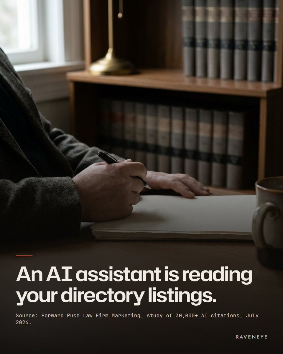 Raveneyeglobal's tweet photo. In a Forward Push study, the AI assistant Perplexity cited a legal directory in 96% of answers and a firm's site in 68%. Super Lawyers made up 15.6% of citations and Justia 13.2%.

Perplexity often cites these directories, so check your profile is current.

#aisearch https://t.co/XXsfXNUNZB