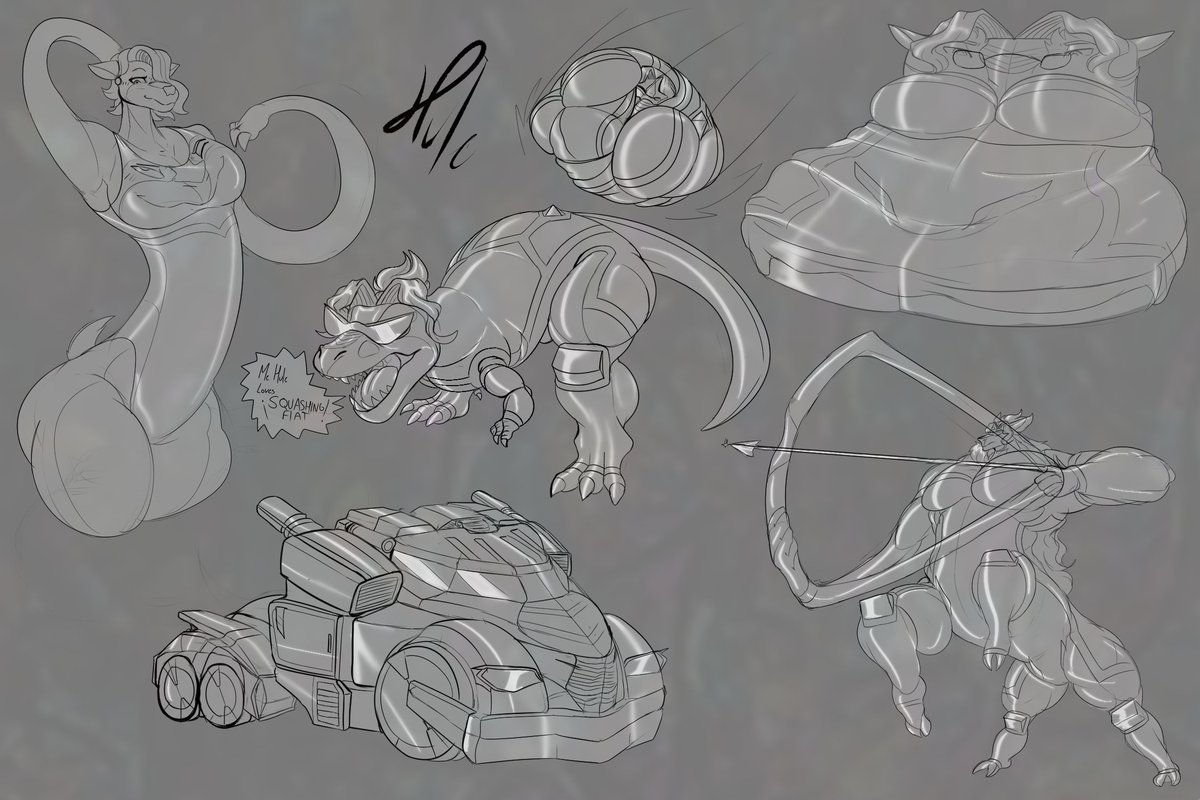 ThatRubberWedge's tweet photo. [TF-tober] MultiCheese-Forms
Got the feeling of drawing some TFs of Hule enjoy~! :3  -Tangled Ball 
-RubberKing Sized Bed 
-Taur + Bow -Leotard (Clothing) TF - Ft. Miss Shape 
-Truck
-Trex  
#FurryArt #Sergal #Muscle #Transformationart #stretchy #stretchypowers #elastic #fursona https://t.co/Mb3P3trfQJ