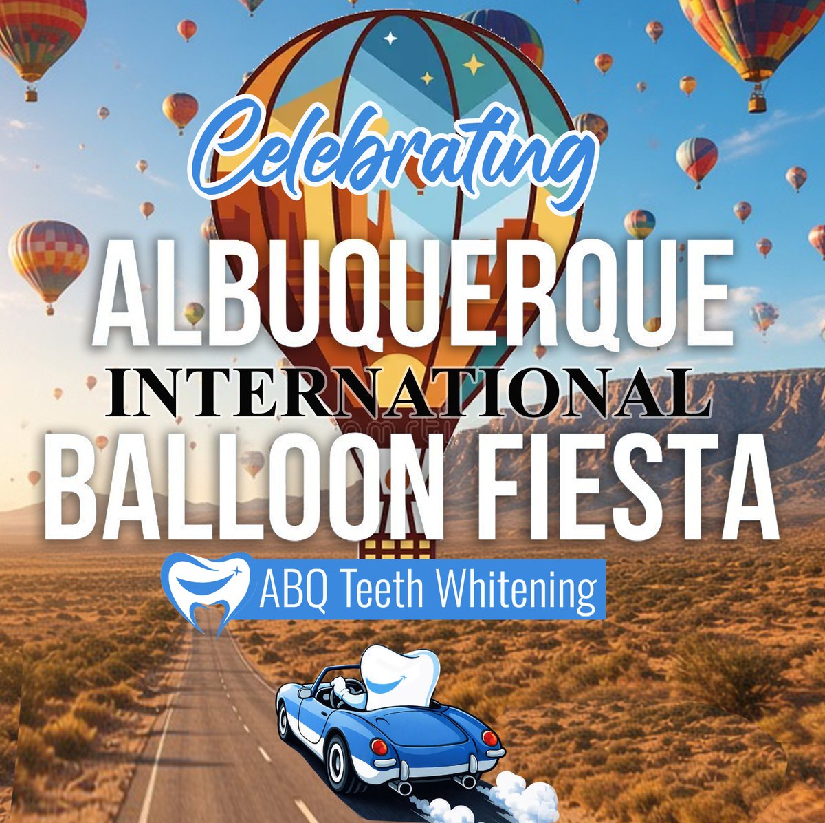 AbqTeethWhite's tweet photo. Get your smile camera ready for the Albuquerque International Balloon Fiesta! Before you head out to Balloon Fiesta Park, book a professional teeth whitening treatment with ABQ Teeth Whitening. We'll help you treat coffee and red chile stains.
#balloonfiesta #teethwhitneing #abq https://t.co/DtRj3AaNRw