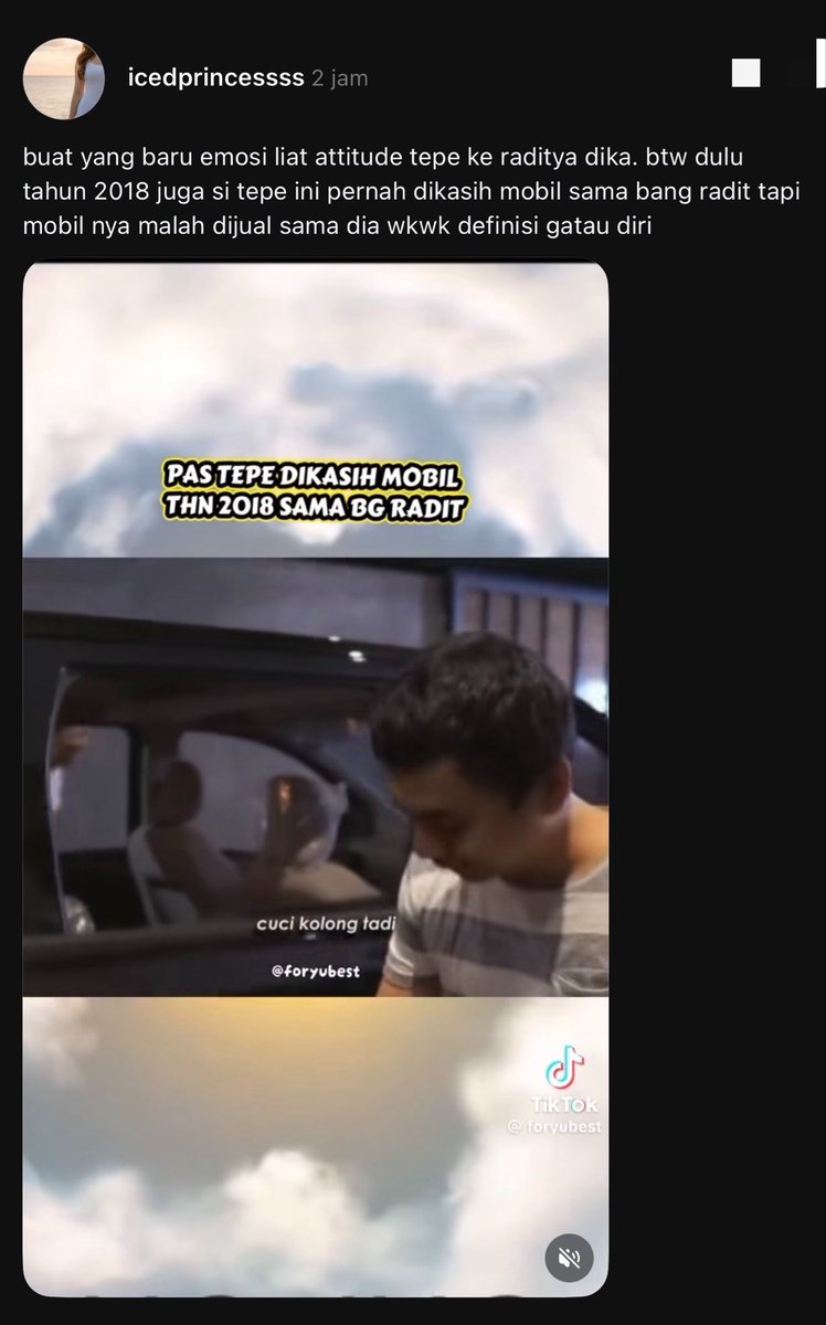 myshawti's tweet photo. Jadi keinget Tepe pernah dikasih mobil sama Radit, tapi dia jual mobil itu udah izin ke Radit walaupun Tepe bilang mobil itu ngga akan dijual 😭. https://t.co/C3IMGPF7VF
