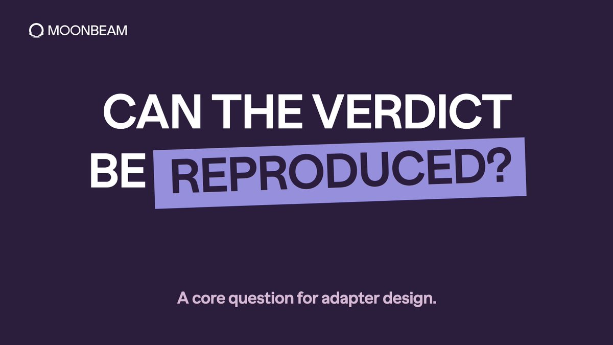 MoonbeamNetwork's tweet photo. Could someone else reach the same verdict from the same evidence?

Moonbeam Protocol’s adapter checklist asks builders to define that computation. If the result still needs a human judgment call, the work is not adaptable yet. (https://t.co/nFFnUe7UNT) https://t.co/UWKLusCh0K