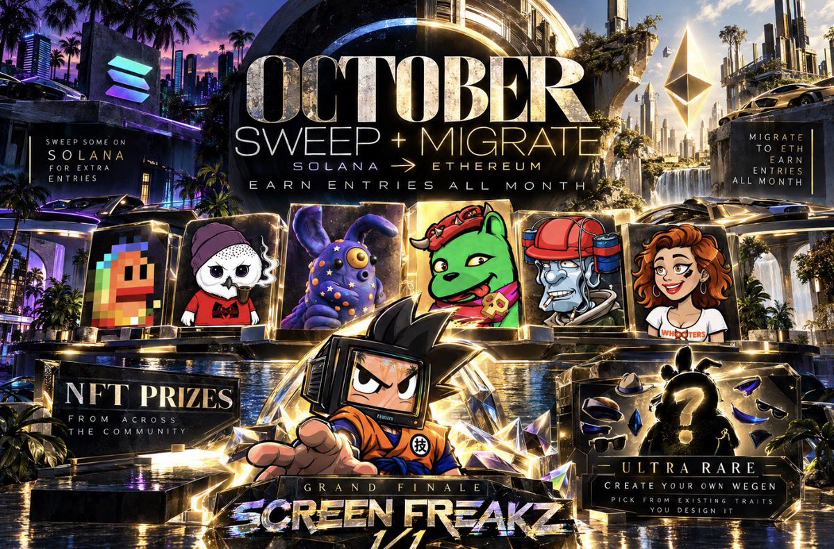 WegenNFT's tweet photo. 🚨 OCTOBER SWEEP + MIGRATE 🚨

We’re watching BOTH sides this month 👀

🟣 Sweep a Wegen on Solana
🔷 Migrate your Wegens to Ethereum
🎟️ Earn entries along the way

Every migration = an entry
Sweeping on SOL = EXTRA entries 🔥

And yeah… we brought prizes.

🎁 NFTs from some amazing communities
🧬 Wegen + Wegenette
💎 ULTRA RARE: Create your OWN custom Wegen using available traits
🏆 GRAND FINALE: The 1/1 Screen Freakz

2595 have already made the move to ETH.

October we’re having some fun with the ones still sitting on SOL. 😈

Sweep. Migrate. Collect entries. Win shit.

Let’s move some Wegens. 🧬🔥