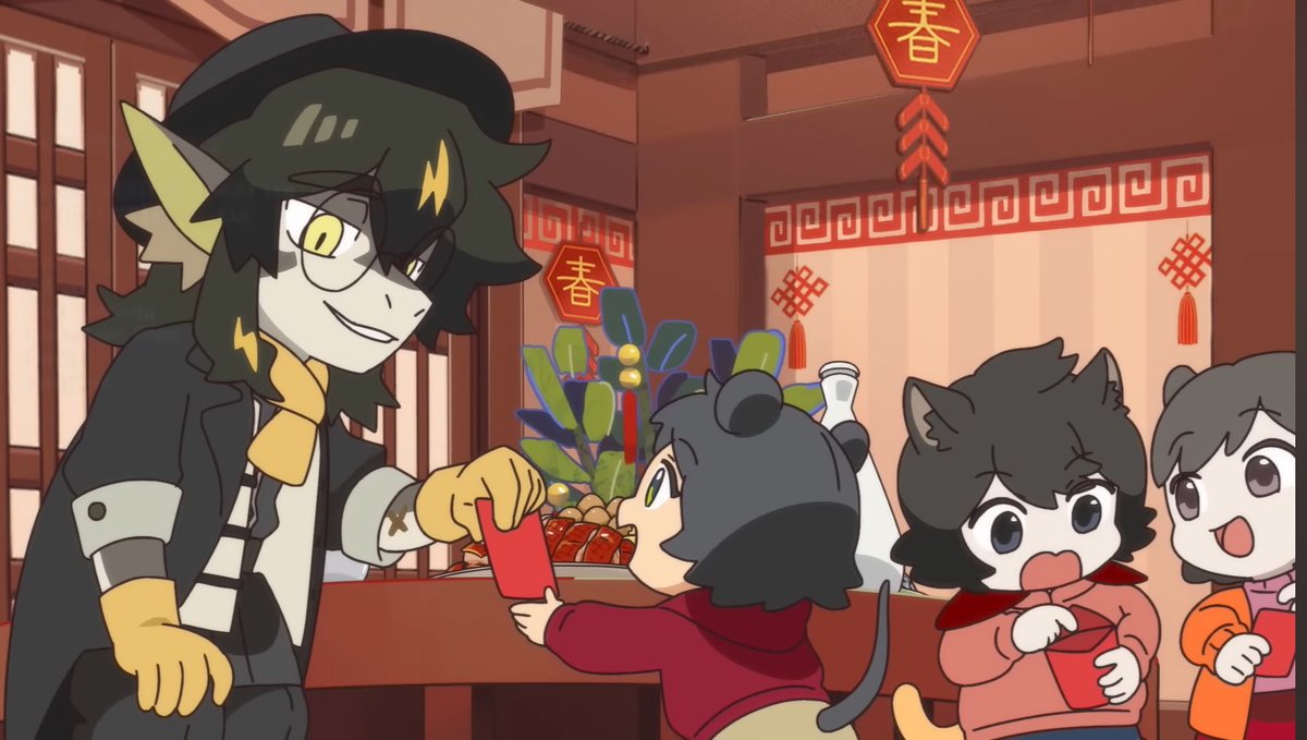 tiredrvry's tweet photo. Lungmen celebrates Sauin with trick or treating, right? Seeing how he treats these kids during U-chan's LNY, he definitely spoils the youth during the event...
Or maybe he's the one who taught Waai Fu about Sauin's cultural importance?
Probably both... Lee's too nice to kids♪ https://t.co/hSszqOZaEZ